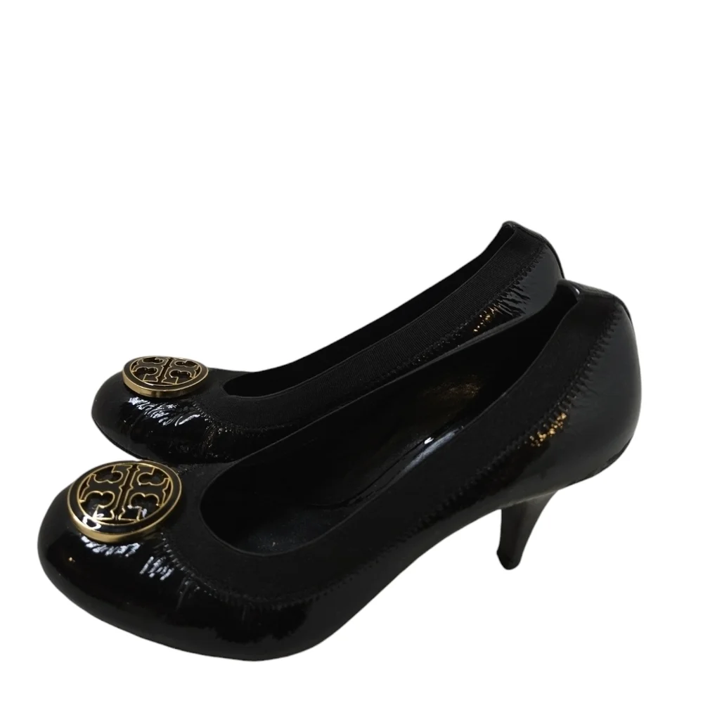 Tory Burch Heels Shoes Black Leather Size 6M Close Toe